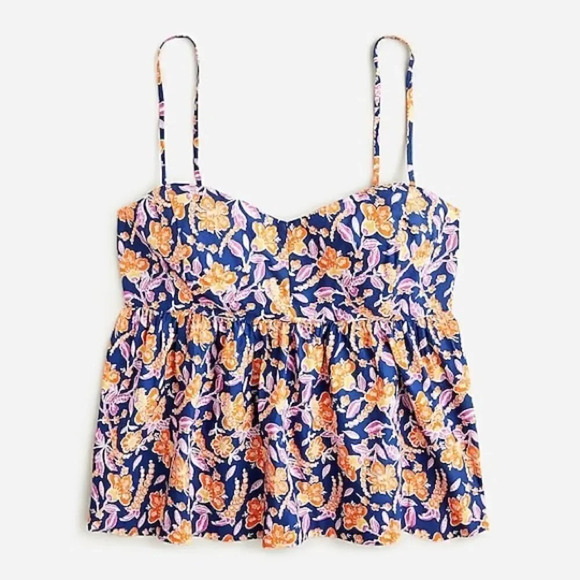 J.Crew Flowy cotton poplin camisole in painted block print - Picture 1 of 13
